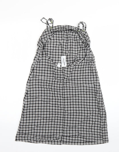 COLLUSION Womens Black Plaid Viscose A-Line  Size 10  Square Neck