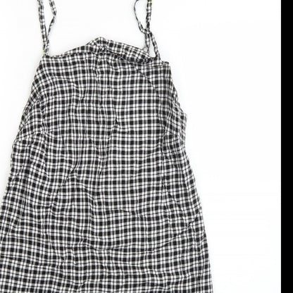 COLLUSION Womens Black Plaid Viscose A-Line  Size 10  Square Neck