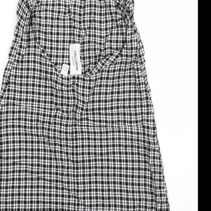 COLLUSION Womens Black Plaid Viscose A-Line  Size 10  Square Neck