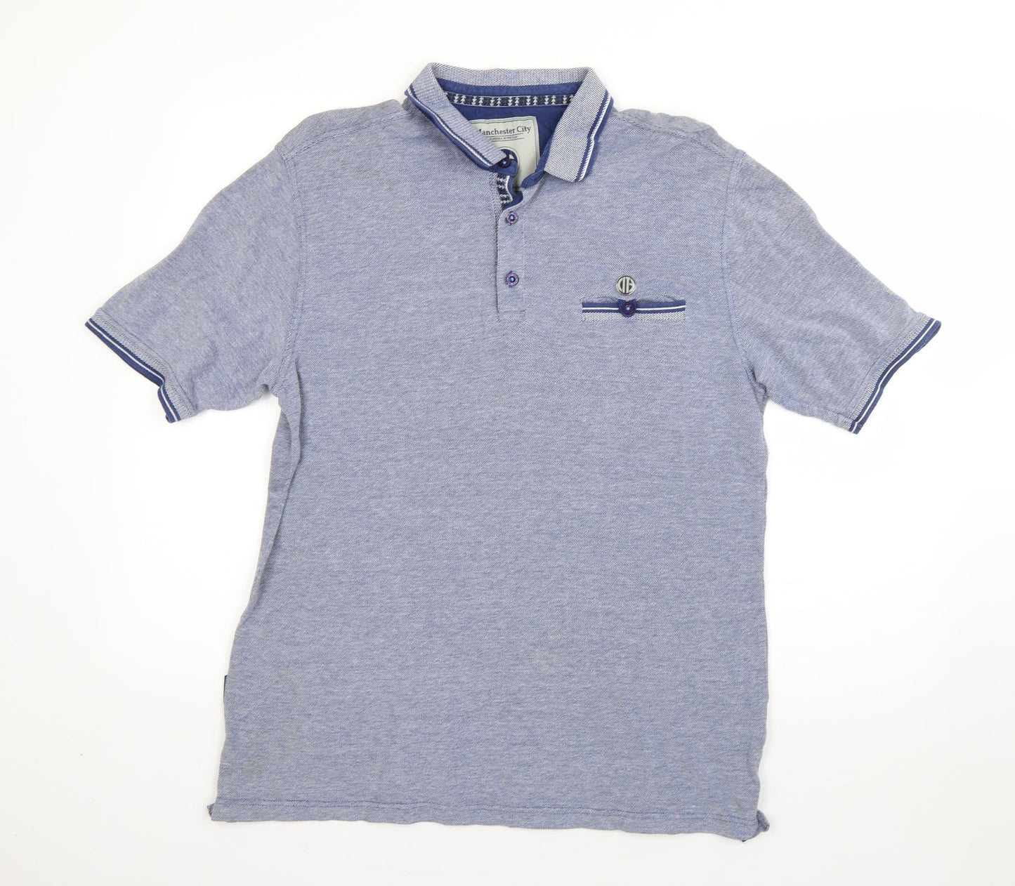Manchester City Mens Blue  Cotton  Polo Size L Collared