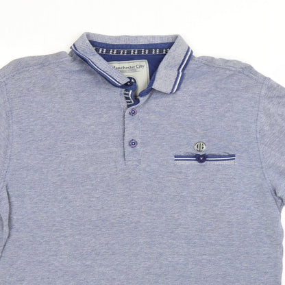 Manchester City Mens Blue  Cotton  Polo Size L Collared