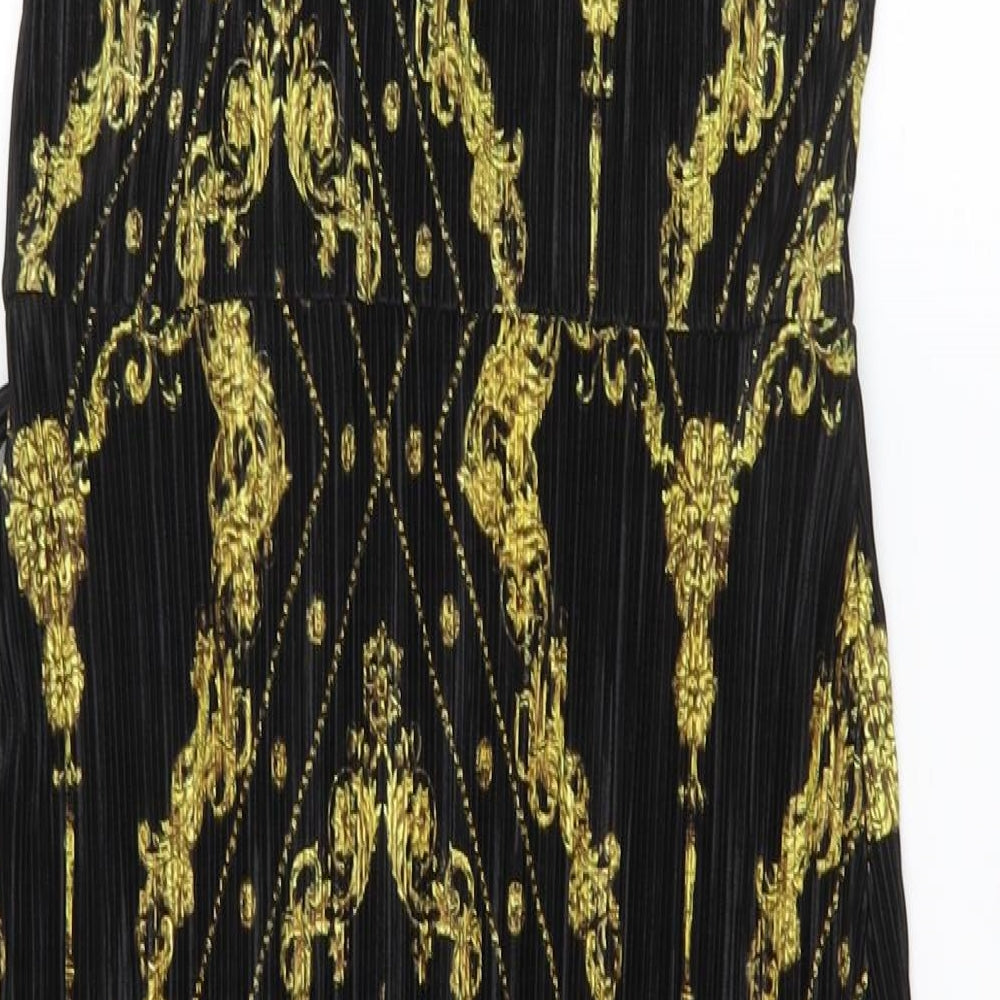 River Island Womens Black Argyle/Diamond Polyester Shift  Size 6  V-Neck