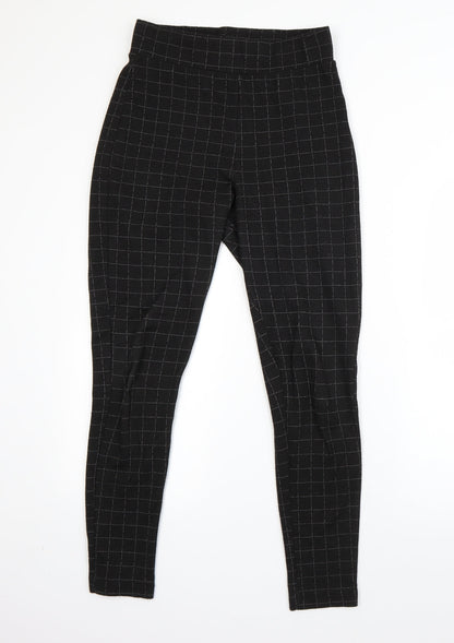 F&F Womens Black Check Viscose Dress Pants Trousers Size 12 L26 in Regular