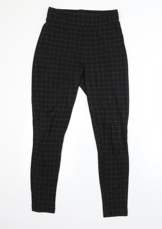 F&F Womens Black Check Viscose Dress Pants Trousers Size 12 L26 in Regular