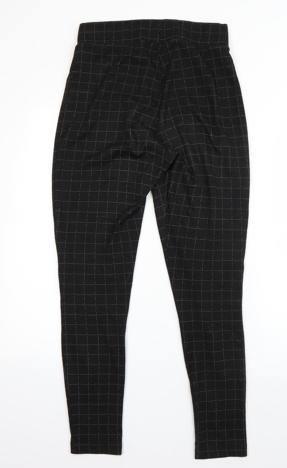 F&F Womens Black Check Viscose Dress Pants Trousers Size 12 L26 in Regular