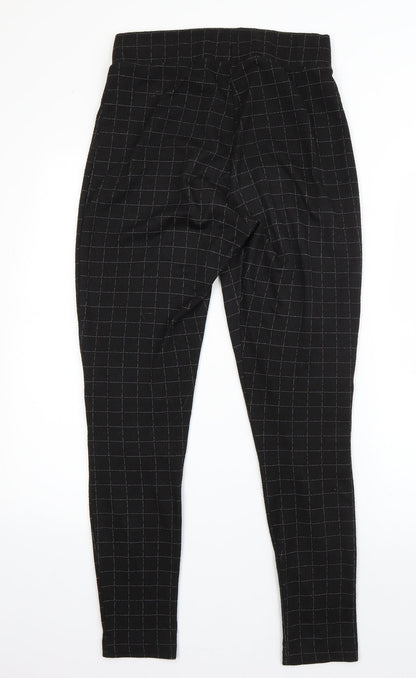 F&F Womens Black Check Viscose Dress Pants Trousers Size 12 L26 in Regular