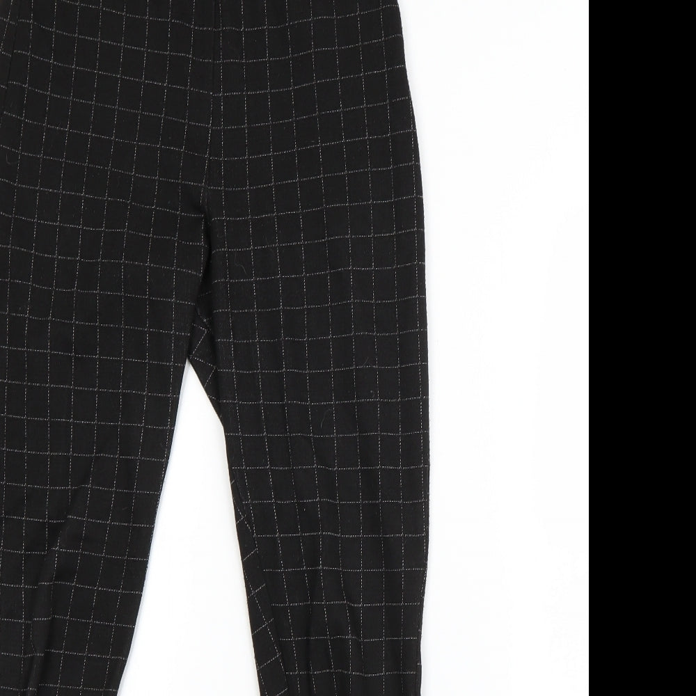 F&F Womens Black Check Viscose Dress Pants Trousers Size 12 L26 in Regular