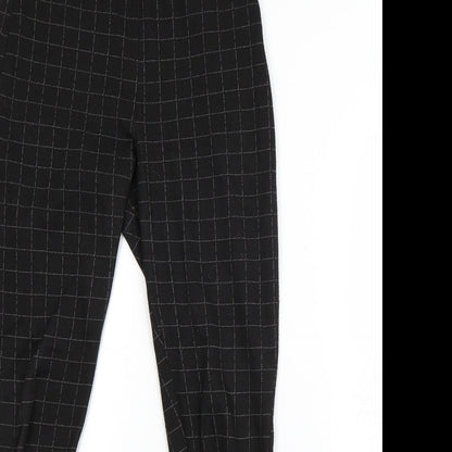F&F Womens Black Check Viscose Dress Pants Trousers Size 12 L26 in Regular