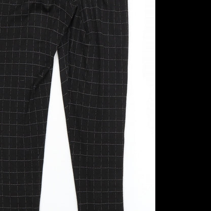 F&F Womens Black Check Viscose Dress Pants Trousers Size 12 L26 in Regular