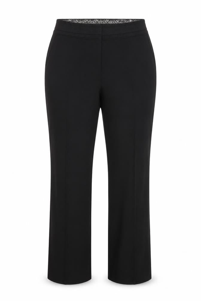 Front view of Bonmarché women’s black viscose dress pants trousers, size UK 14, 25-inch leg regular
