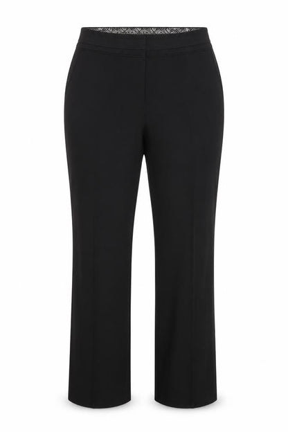 Front view of Bonmarché women’s black viscose dress pants trousers, size UK 14, 25-inch leg regular