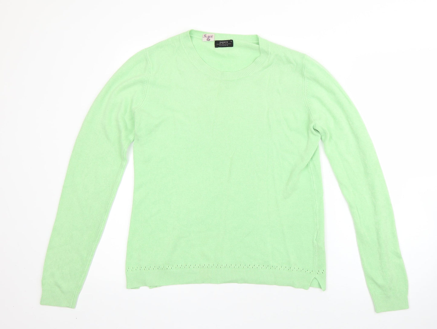 Womens UK Size 14 Papaya Green Pullover Jumper