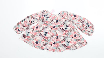 Tommy Bahama Girls Pink Floral Rayon Shift  Size 12 Months  Round Neck