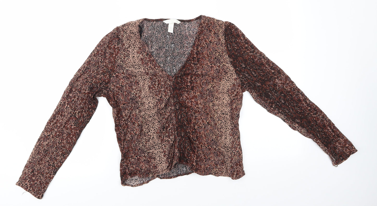 Womens UK Size 10 H&M Brown Basic Blouse