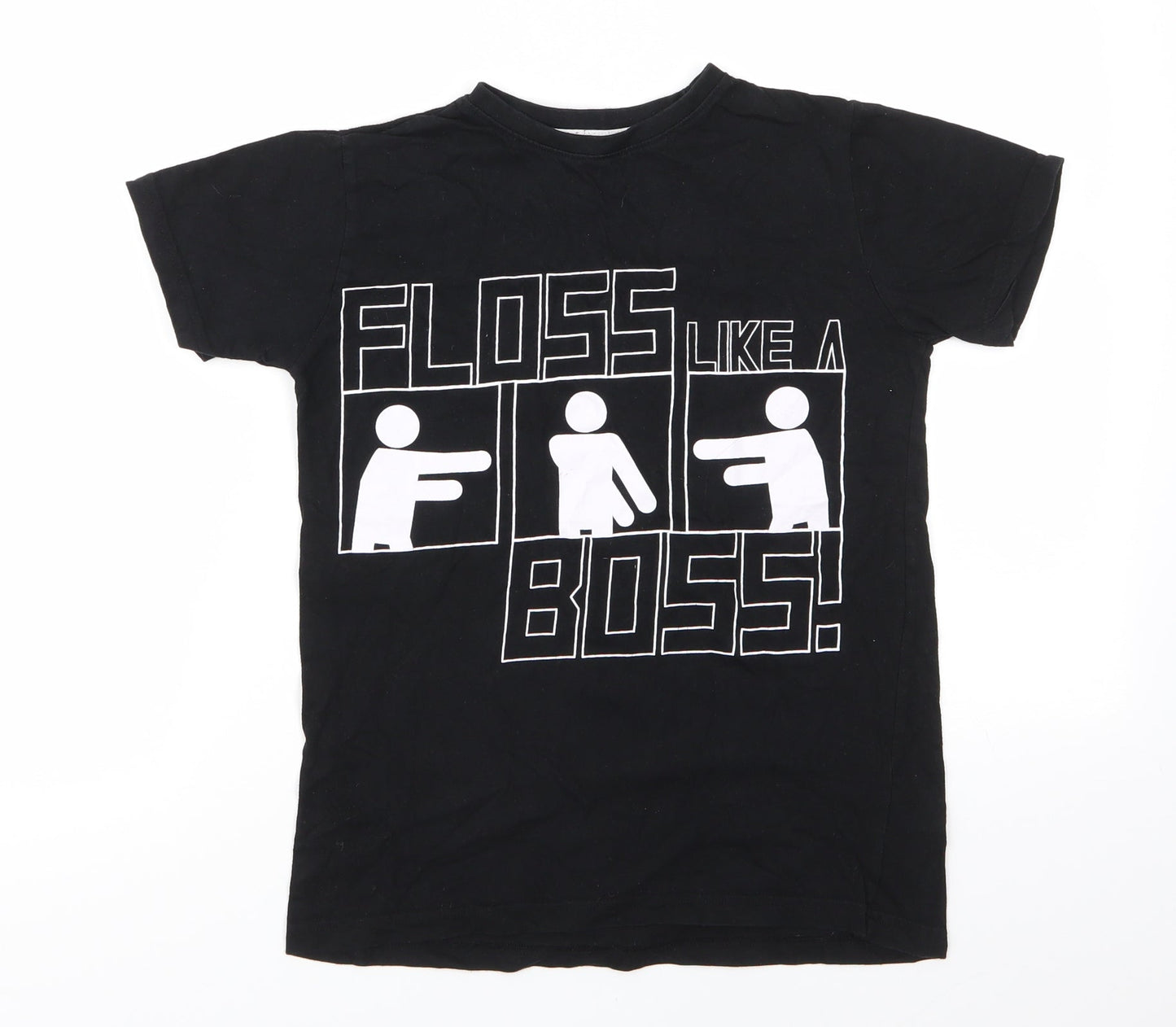 Urban Outlawas Girls Black  Cotton Basic T-Shirt Size 11-12 Years Round Neck Pullover - Floss Like A Boss