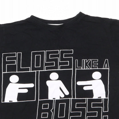 Urban Outlawas Girls Black  Cotton Basic T-Shirt Size 11-12 Years Round Neck Pullover - Floss Like A Boss