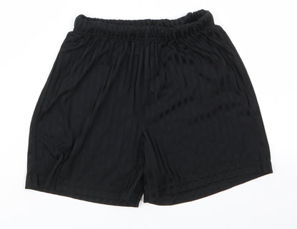 Additional front view of Matalan boys’ black striped polyester utility shorts, years regular - same colour vertical pattern