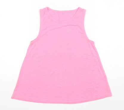 George Girls Pink  Polyester Basic Tank Size 9-10 Years Round Neck