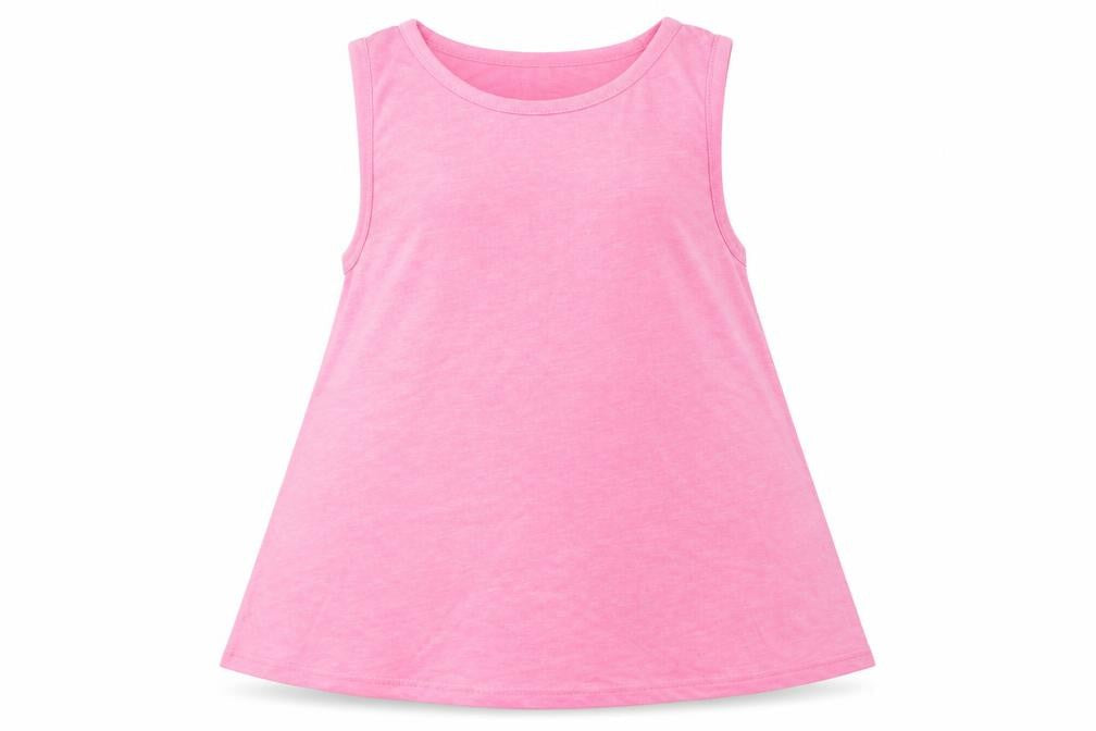 Front view of George girls’ pink polyester basic tank, size 9-10, years round neck
