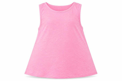 Front view of George girls’ pink polyester basic tank, size 9-10, years round neck
