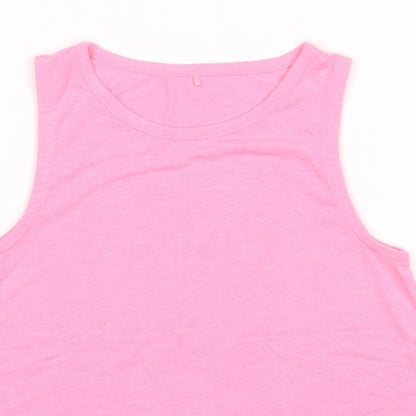 George Girls Pink  Polyester Basic Tank Size 9-10 Years Round Neck