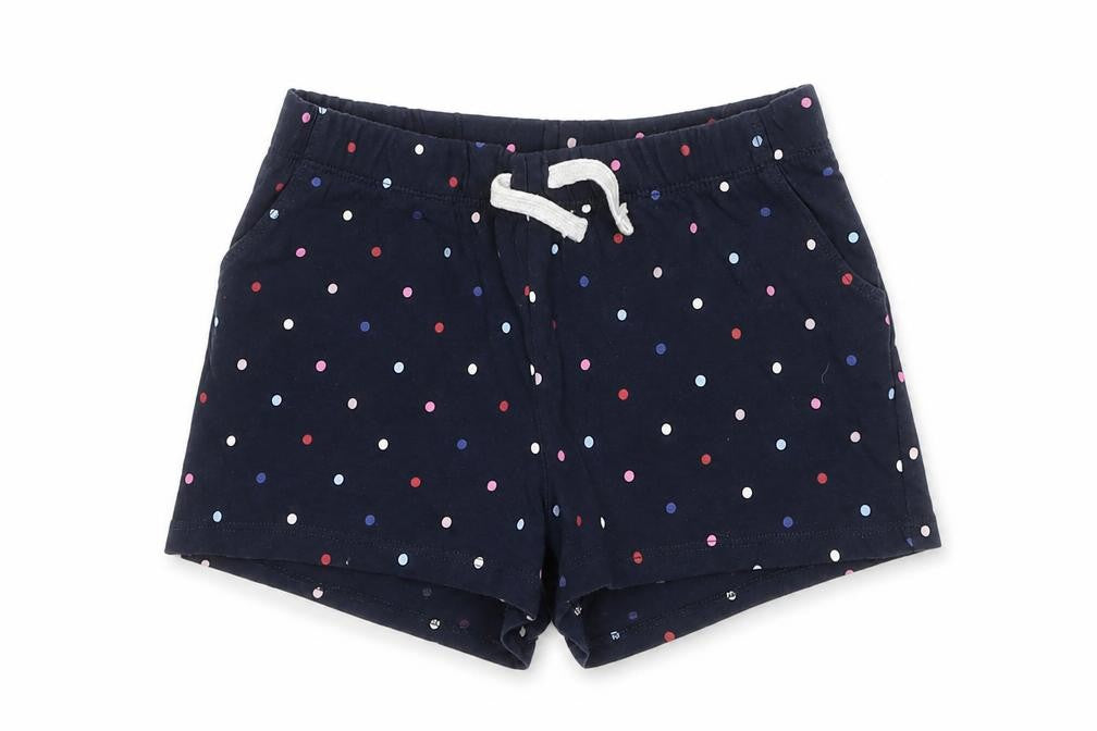 Front view of H&M boys’ blue spotted cotton sweat shorts, size 9-10, years regular