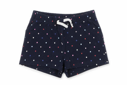 Front view of H&M boys’ blue spotted cotton sweat shorts, size 9-10, years regular