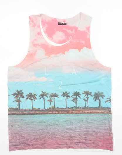 Womens UK Size L Blue Inc Multicoloured Basic Tank