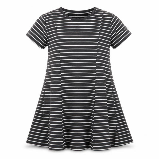 NEXT Girls Green Striped Cotton A-Line  Size 7 Years  Round Neck