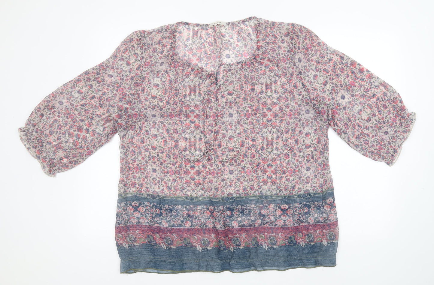 Womens UK Size  Indigo Multicoloured Basic Blouse