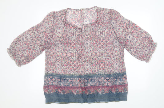 Indigo Womens Multicoloured Floral  Basic Blouse  Round Neck