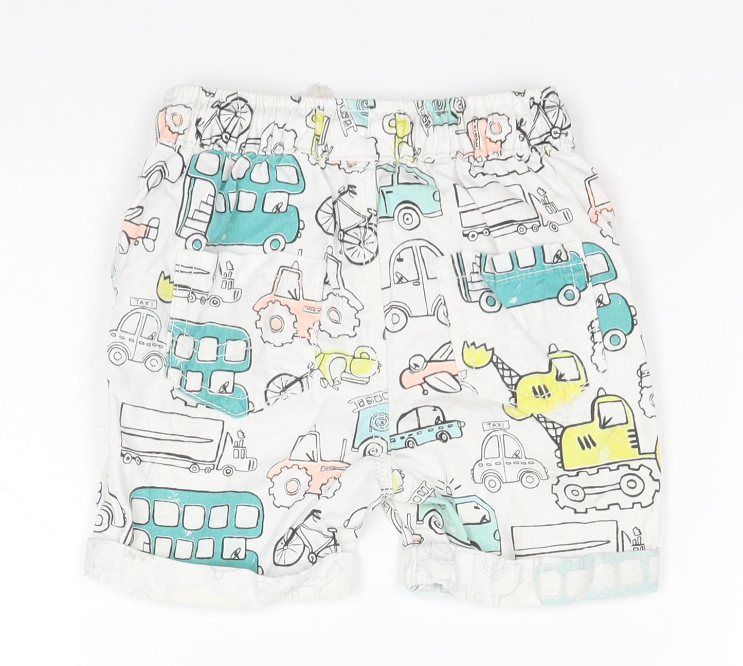 George Baby White Geometric Cotton Cargo Leggings Size 18-24 Months   - Vehicles