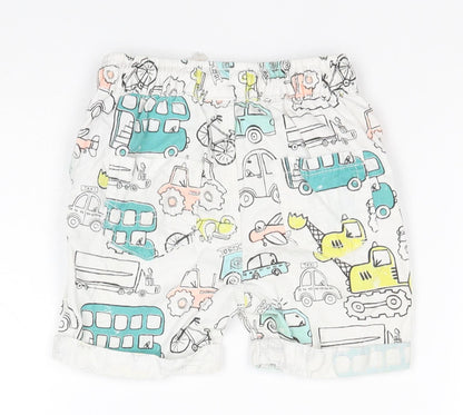 George Baby White Geometric Cotton Cargo Leggings Size 18-24 Months   - Vehicles