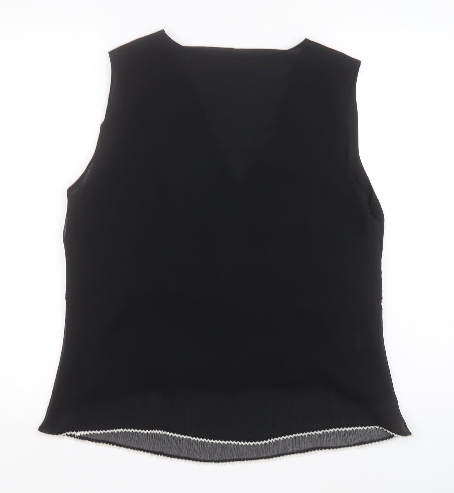 AMARANTO Womens Black  Polyester Basic Blouse Size 16 V-Neck