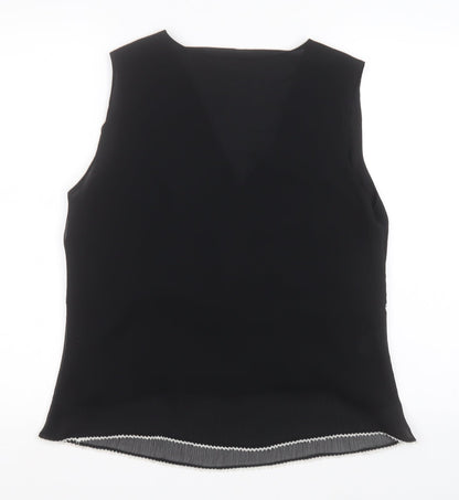 AMARANTO Womens Black  Polyester Basic Blouse Size 16 V-Neck