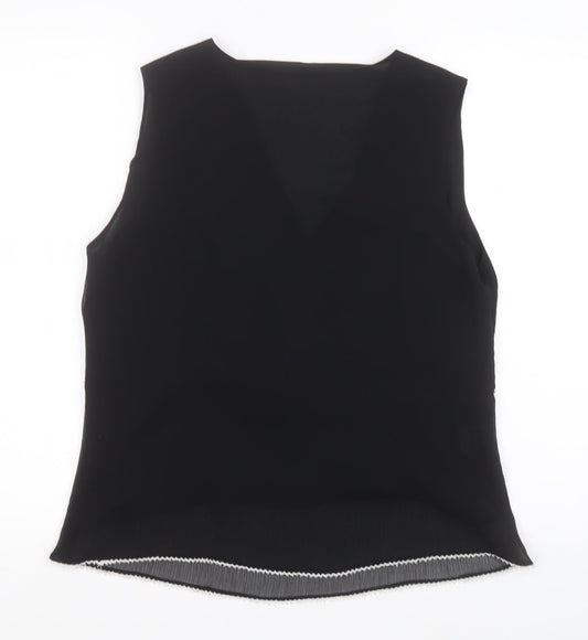 AMARANTO Womens Black  Polyester Basic Blouse Size 16 V-Neck