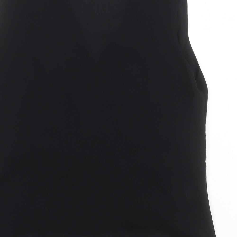 AMARANTO Womens Black  Polyester Basic Blouse Size 16 V-Neck