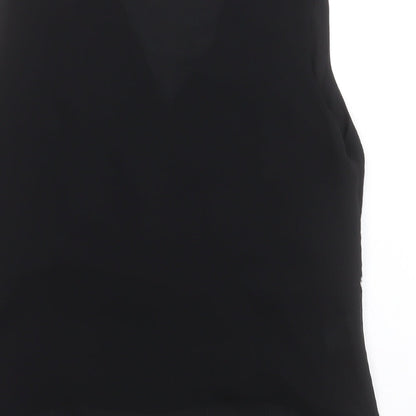 AMARANTO Womens Black  Polyester Basic Blouse Size 16 V-Neck