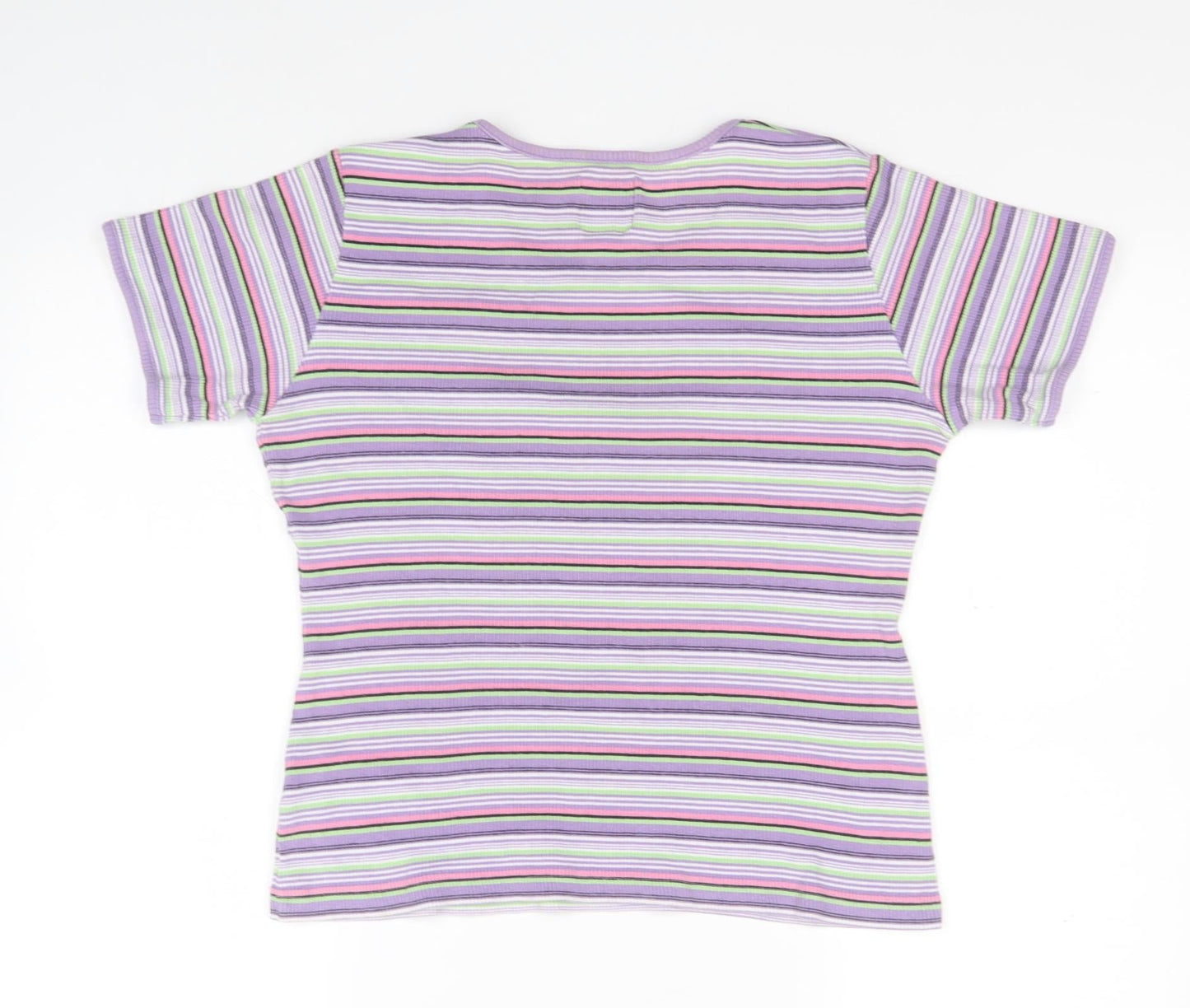 The Trader Womens Multicoloured Round Neck Striped Cotton Pullover Jumper Size L