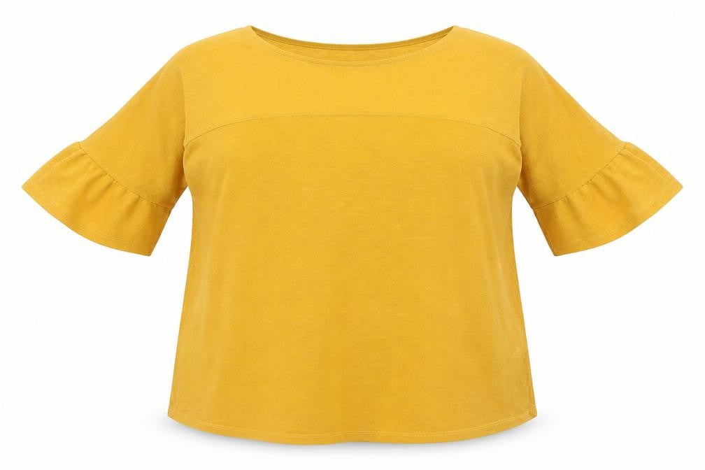 Front view of Debenhams women’s orange round neck polyester jumper, size UK 16