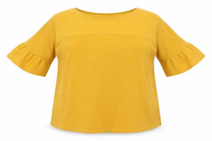 Front view of Debenhams women’s orange round neck polyester jumper, size UK 16