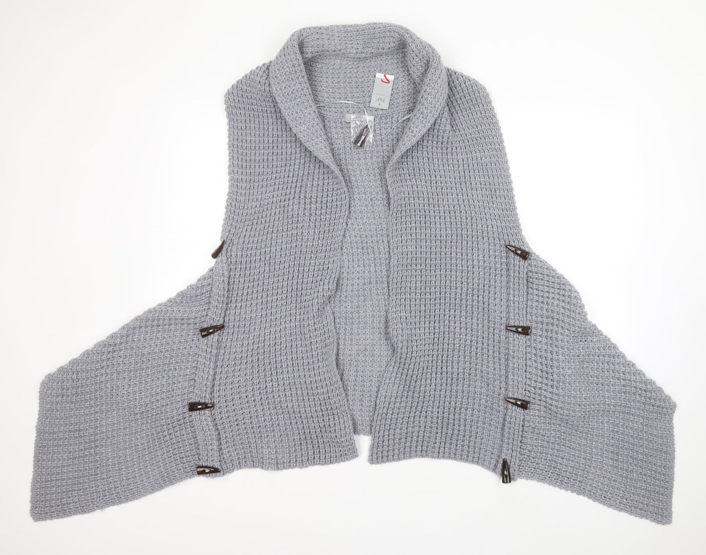 F&F Womens Grey Round Neck  Acrylic Cardigan Jumper Size 16