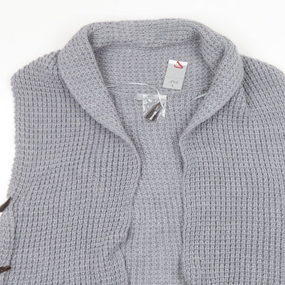 F&F Womens Grey Round Neck  Acrylic Cardigan Jumper Size 16