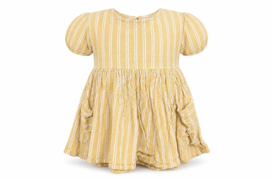 NEXT Girls Orange Striped Viscose A-Line  Size 3-6 Months  Round Neck