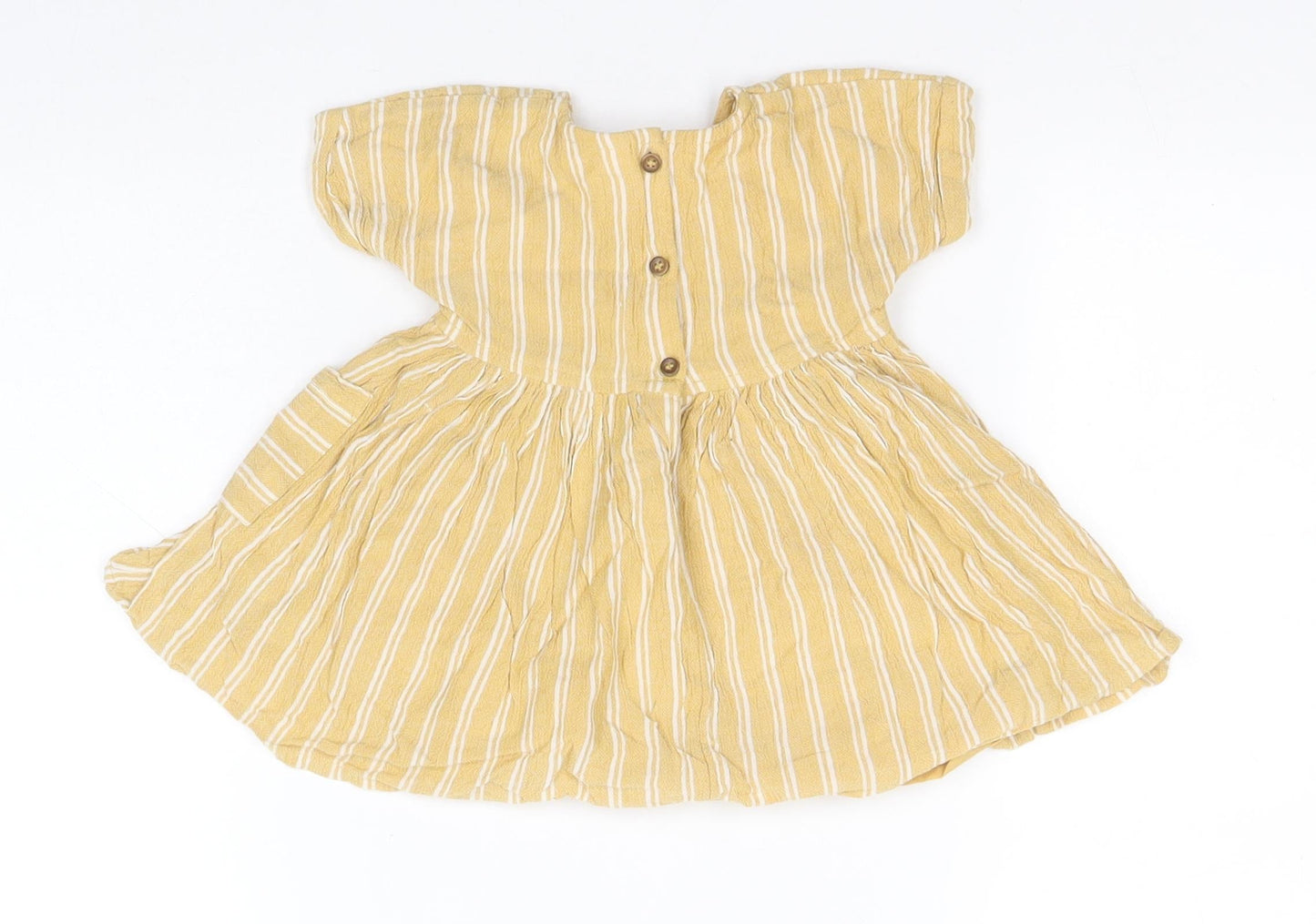 NEXT Girls Orange Striped Viscose A-Line  Size 3-6 Months  Round Neck