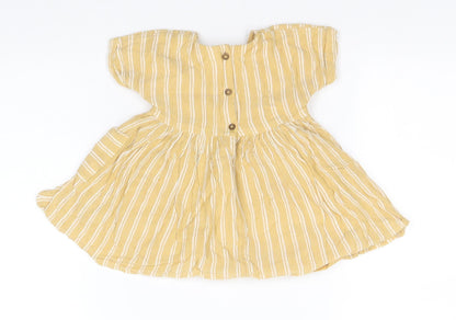 NEXT Girls Orange Striped Viscose A-Line  Size 3-6 Months  Round Neck