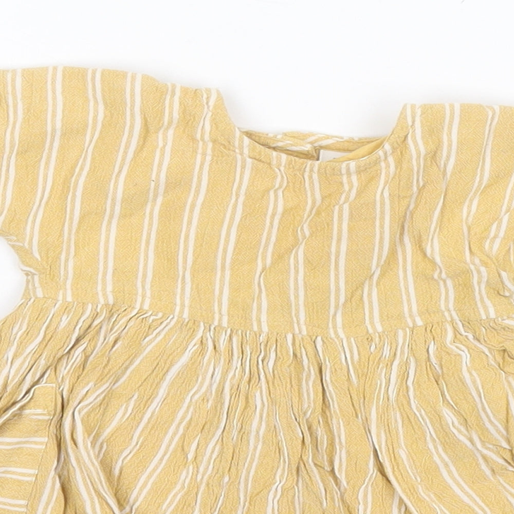 NEXT Girls Orange Striped Viscose A-Line  Size 3-6 Months  Round Neck