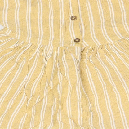 NEXT Girls Orange Striped Viscose A-Line  Size 3-6 Months  Round Neck