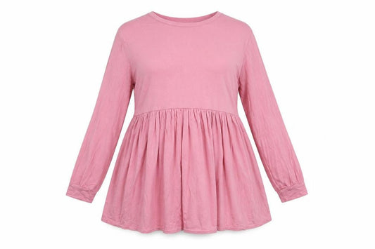 Front view of In the Style women’s pink viscose a-line, size UK 10, round neck