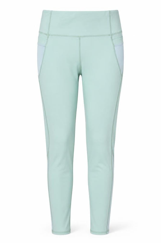 Front view of PRETTYLITTLETHING women’s green leggings, size M, 26-inch leg